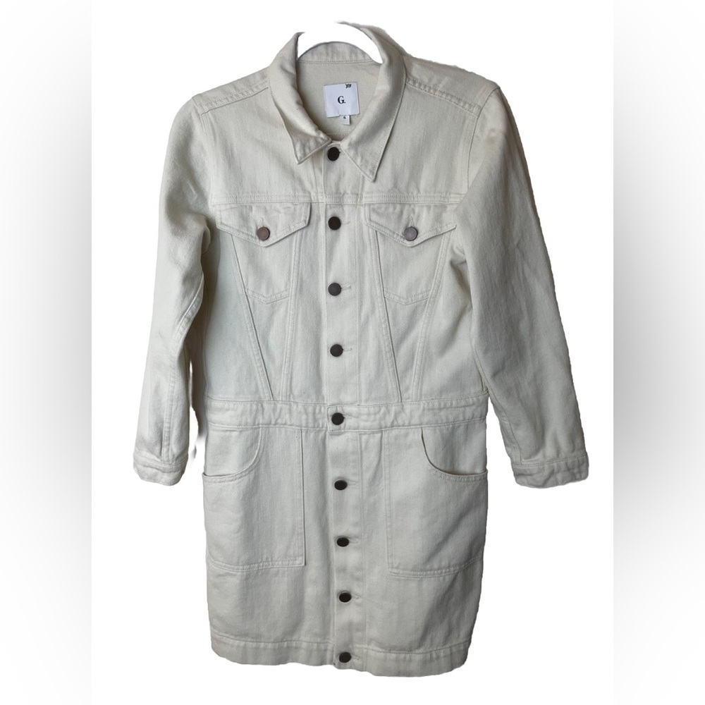 Goop G. LABEL Bishop Jean Jacket Ivory White Mini Dress Size S